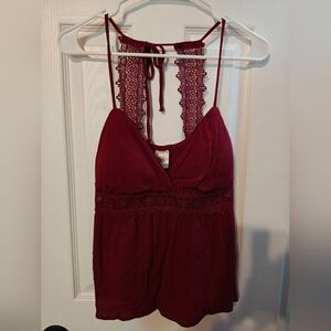 No Boundaries Deep Red Halter Top